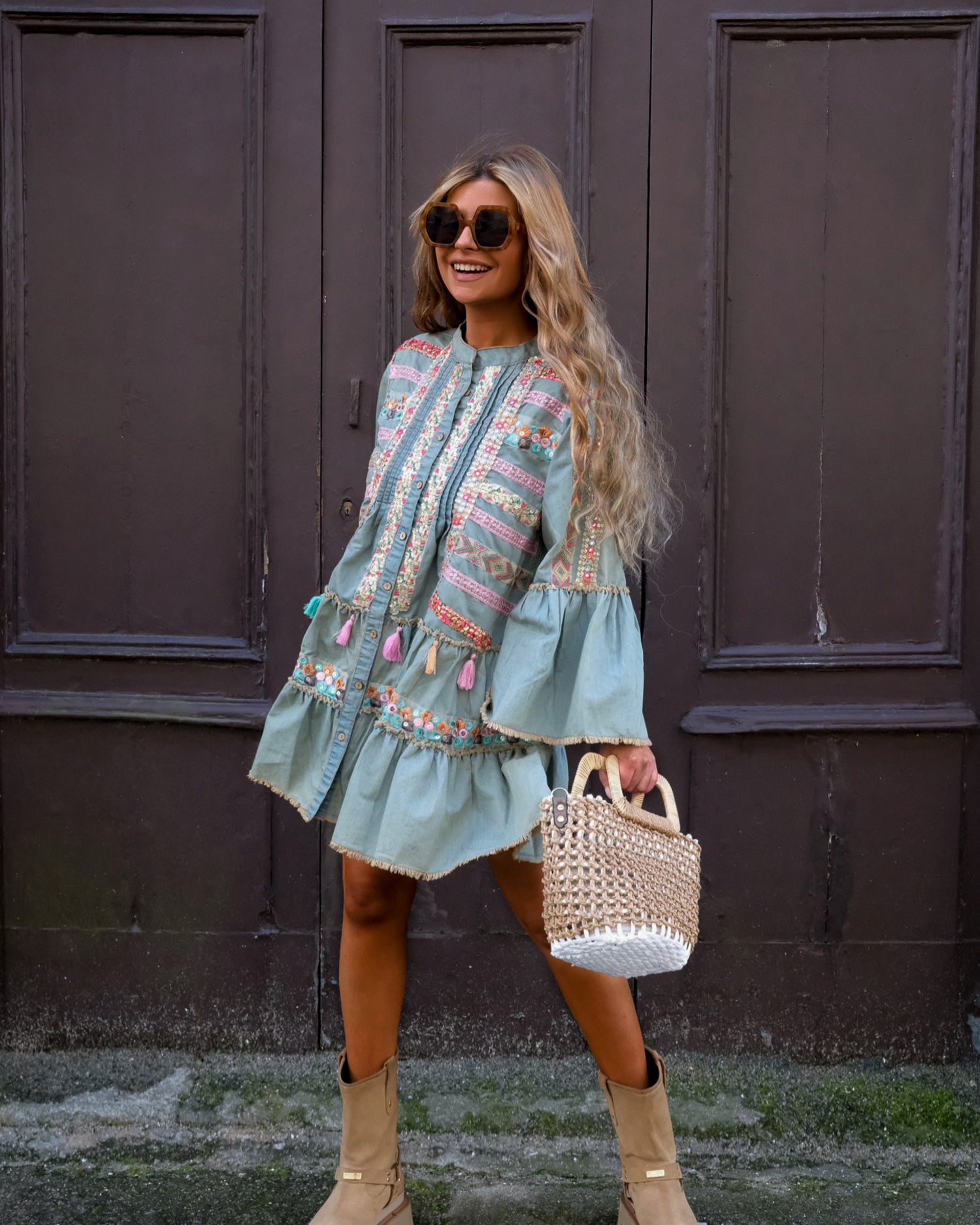 Vestido Ganga c/ Aplicações