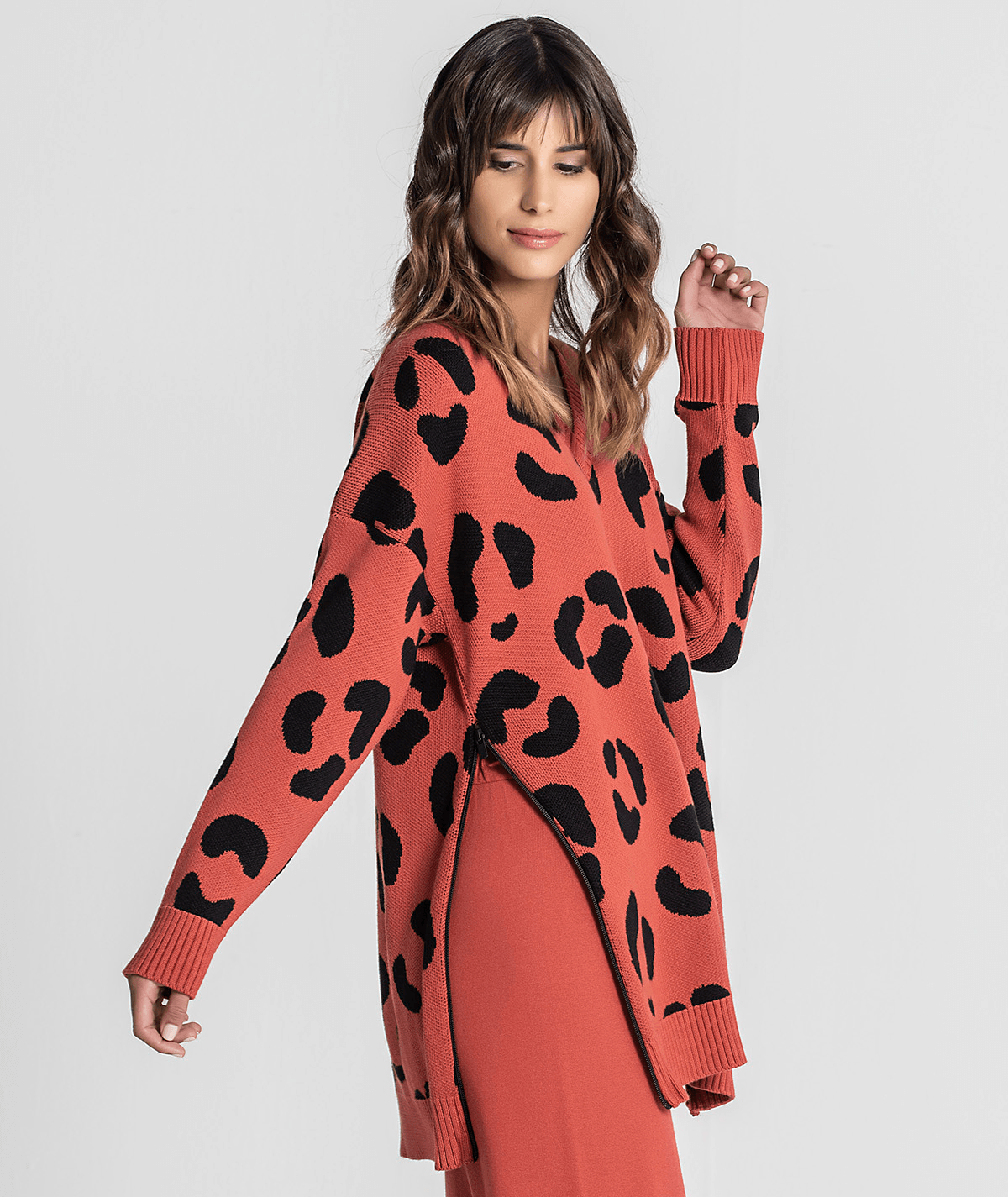 Camisola Animal Print Tijolo Ruga