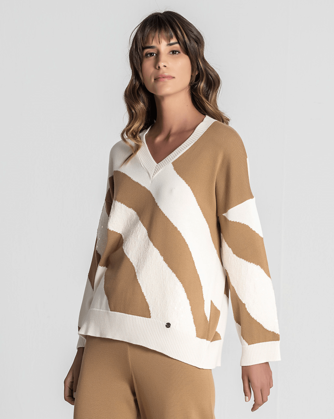 Camisola Lantejoulas Branco Ruga