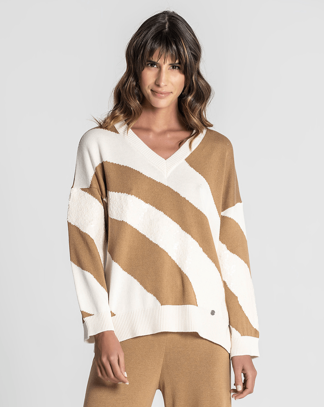 Camisola Lantejoulas Branco Ruga
