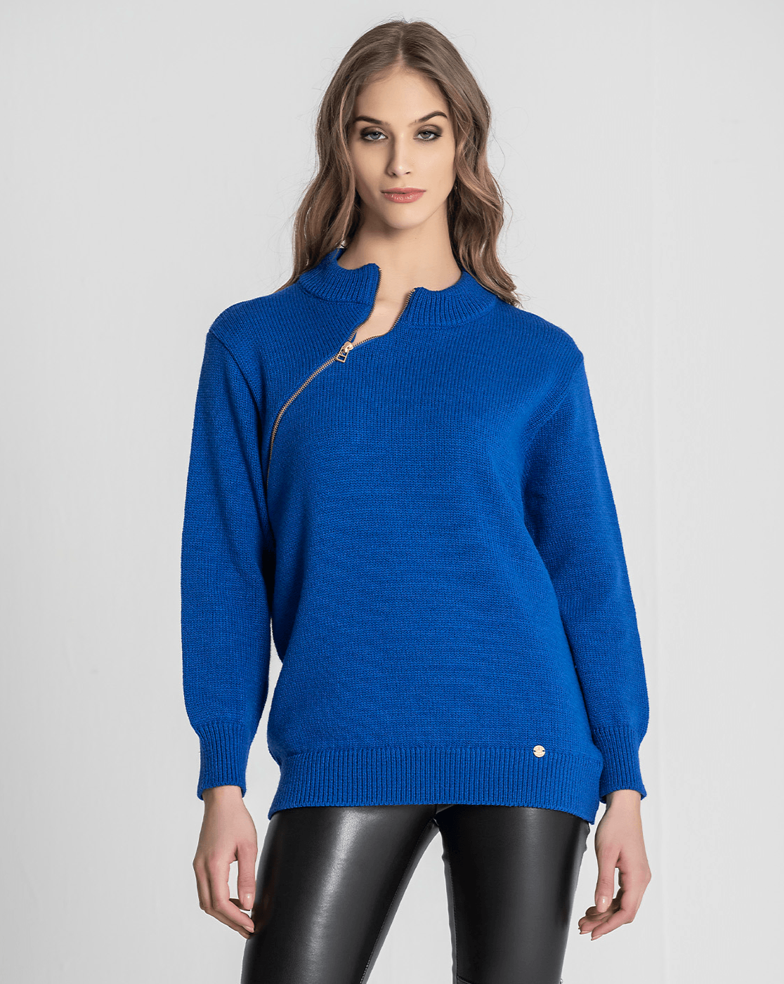 Camisola Azul com Fecho Ruga