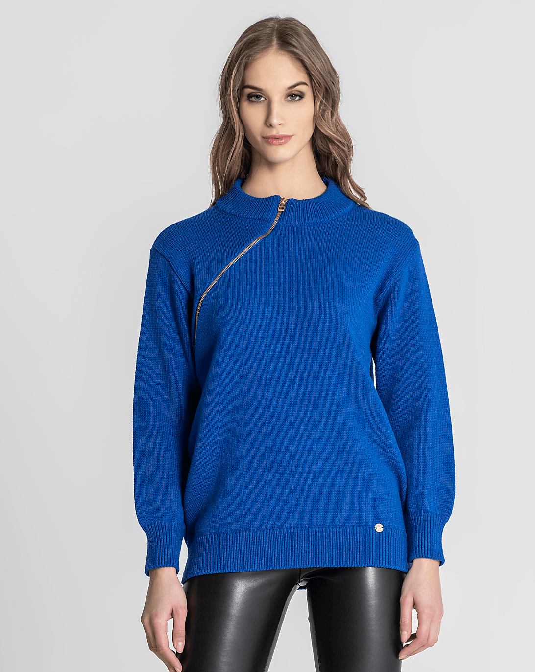 Camisola Azul com Fecho Ruga