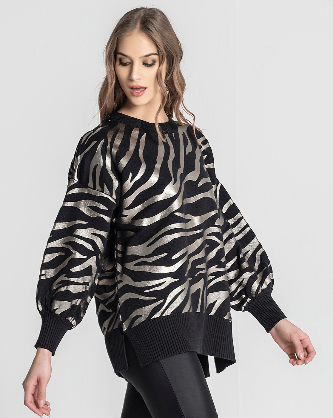 Camisola Estampado Zebra Preta Ruga