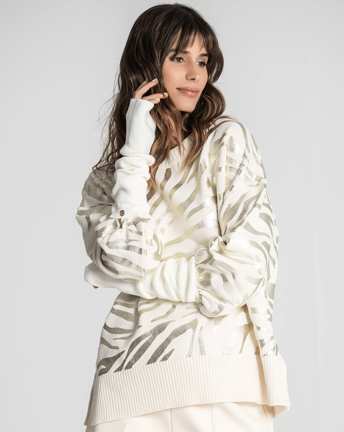 Camisola Estampado Zebra Branco Ruga